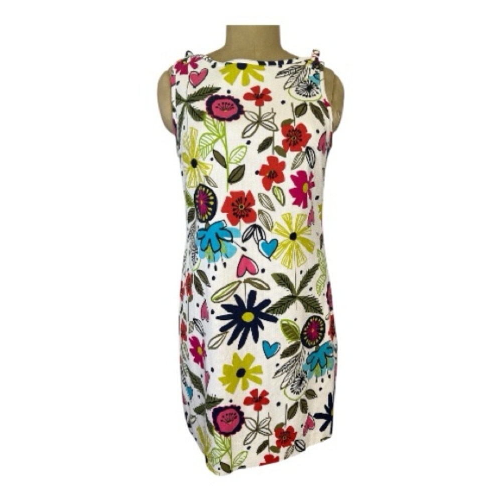 Trina Turk Vibrant Retro Floral lined Cotton Mini Dress